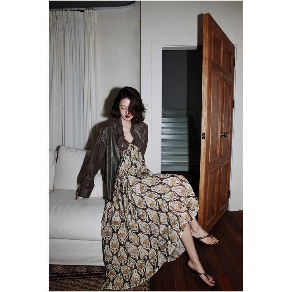 Rosebanks Boho chic whose DNA is in motion Vacation style contrasting colors big skirt suspender dress image 5