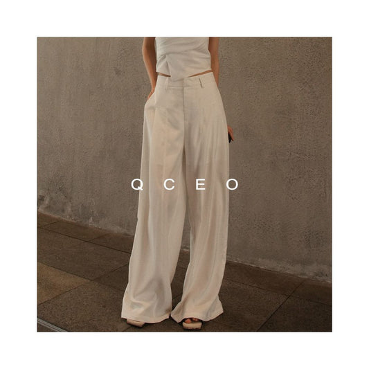 ASAYA4832 – CEO Chic Wide-Leg pants🖤🤍☕