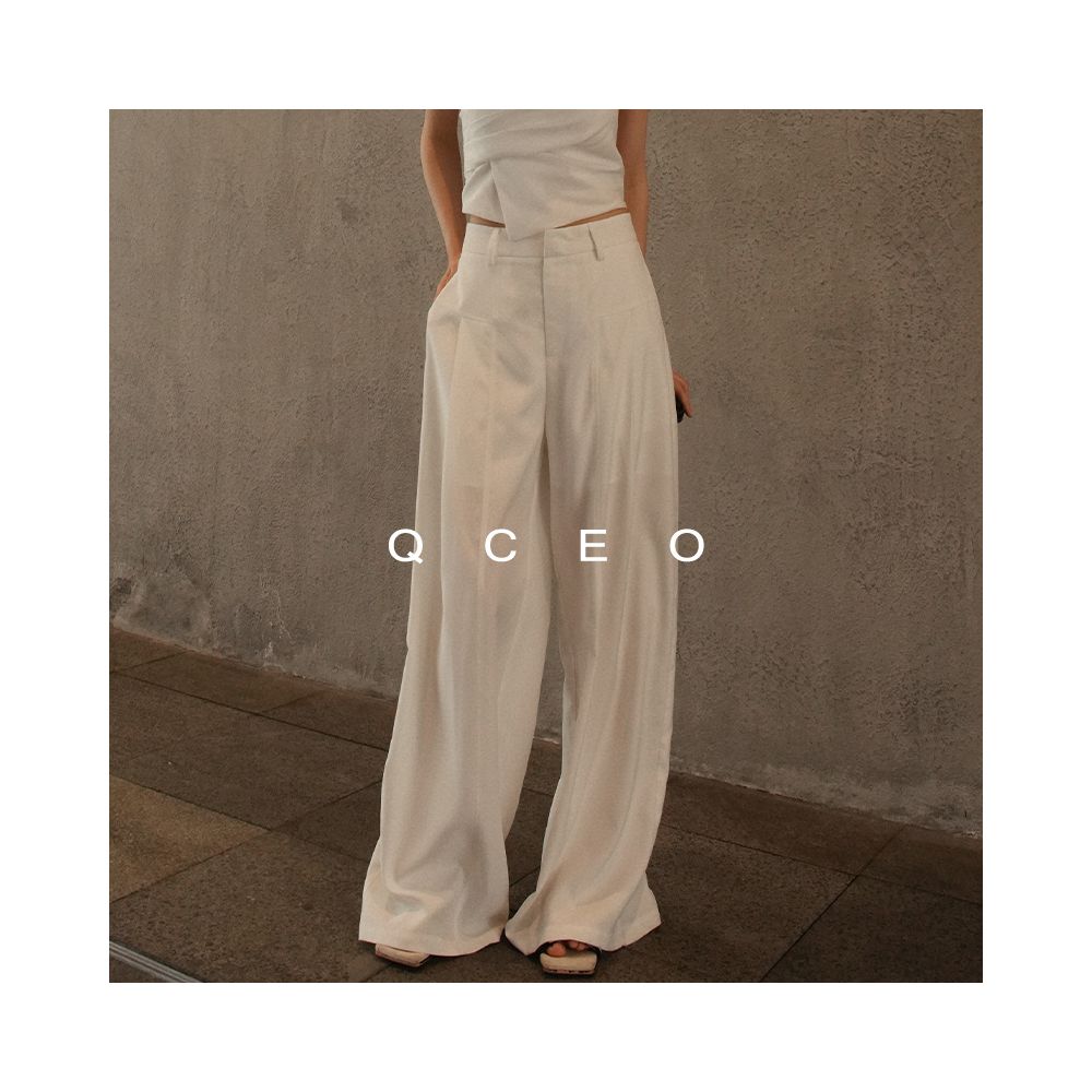 QCEO du Home Design Simple Versatile High End Line Deconstruction Wide Leg Pants Thin Straight Leg Floor Dragging Pants Women s Summer image 7