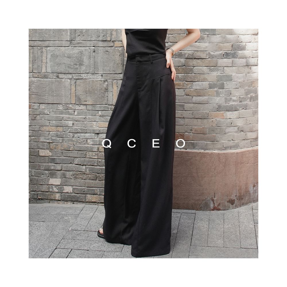 QCEO du Home Design Simple Versatile High End Line Deconstruction Wide Leg Pants Thin Straight Leg Floor Dragging Pants Women s Summer image 15