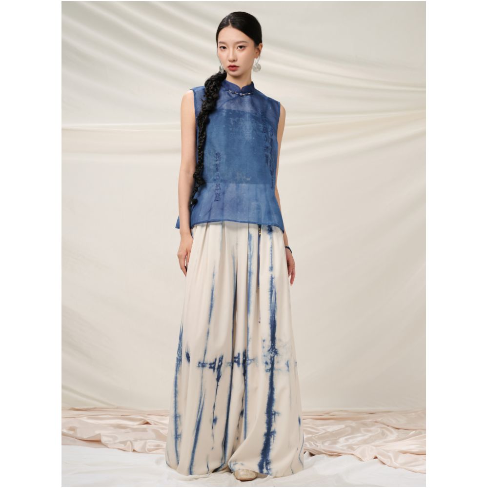 Anytime anywhere pick up the new Chinese style stand up collar silk hand painted embroidered top for women s 2025 summer new top image 3