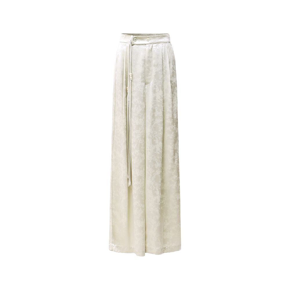 New Chinese style jacquard vinegar loose and versatile straight leg wide leg pants casual pants J42K705 both inside and outside the boundary image 9