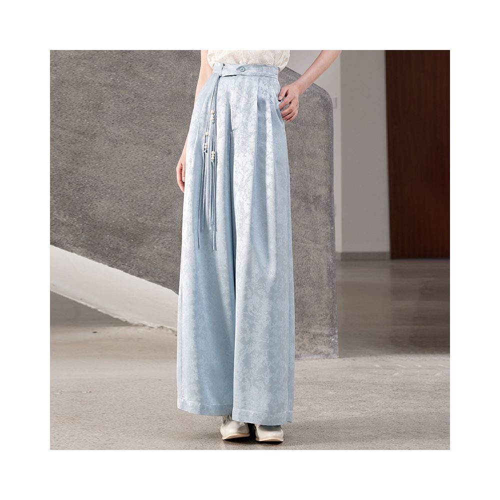New Chinese style jacquard vinegar loose and versatile straight leg wide leg pants casual pants J42K705 both inside and outside the boundary image 20