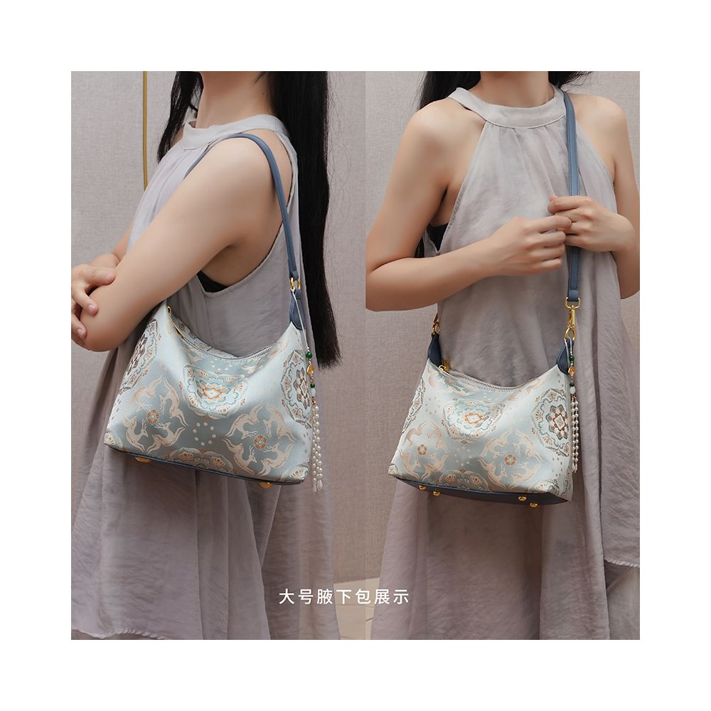 Qian Xiaoping Goldfish Algae Song Jin Underarm Bag Intangible Cultural Heritage Mulberry Silk Crossbody Bag Chinese Style Bag Single Shoulder Gift Women s Bag image 3