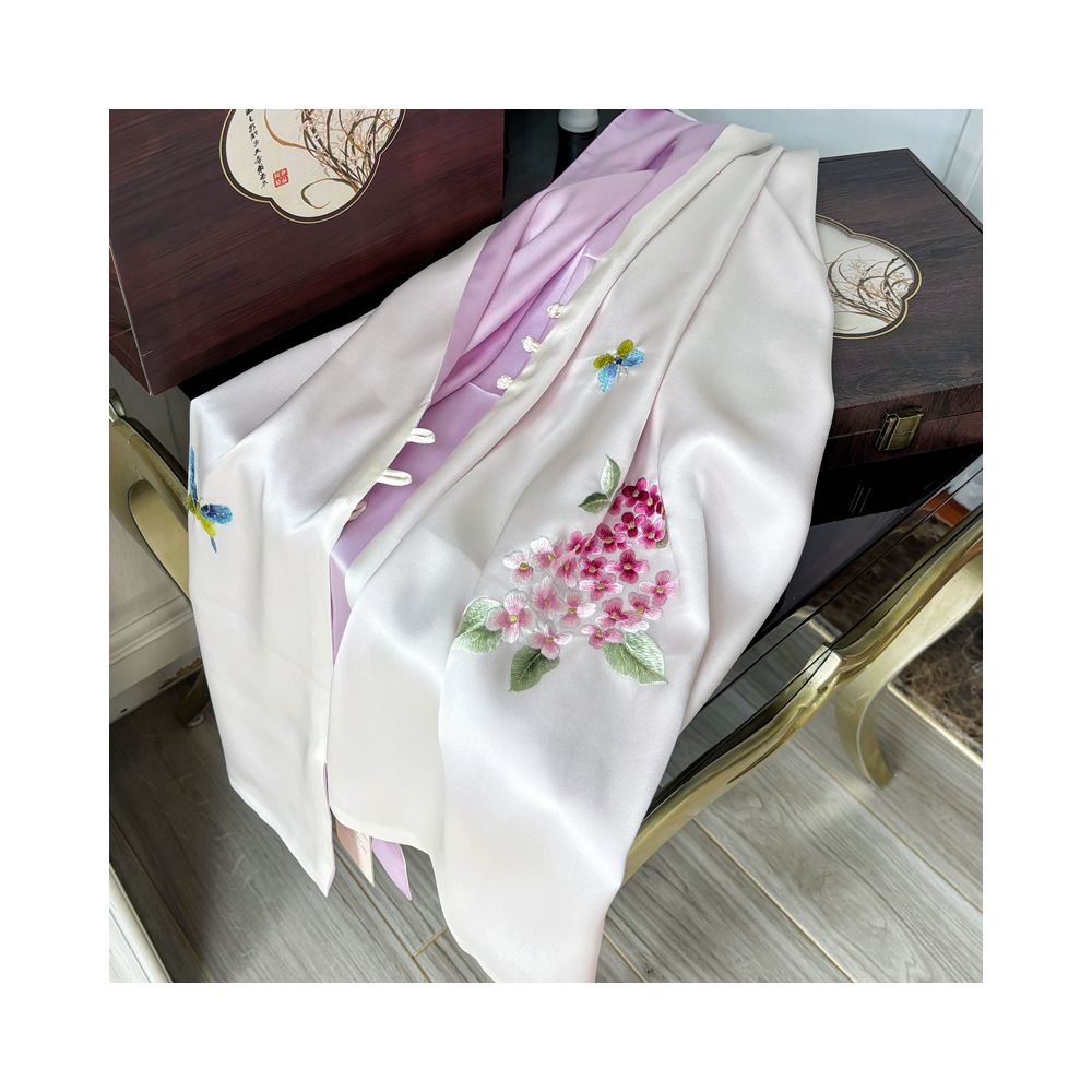 Hangzhou silk high end silk embroidered scarf with buckle women s mulberry silk Su embroidery shawl external silk scarf mother s gift image 10