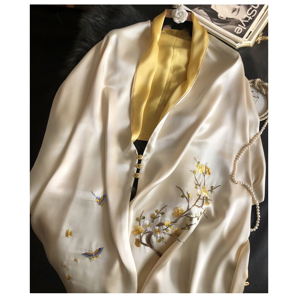Hangzhou silk high end silk embroidered scarf with buckle women s mulberry silk Su embroidery shawl external silk scarf mother s gift image 13