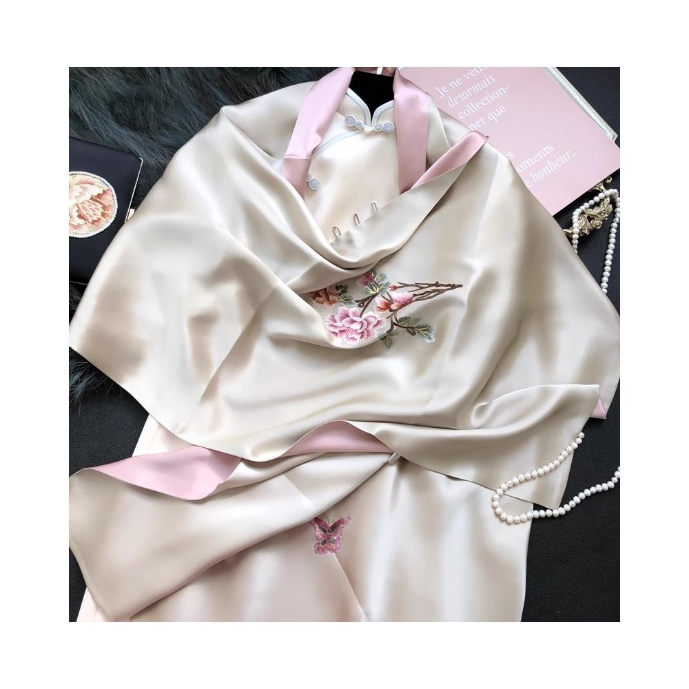 Hangzhou silk high end silk embroidered scarf with buckle women s mulberry silk Su embroidery shawl external silk scarf mother s gift image 18