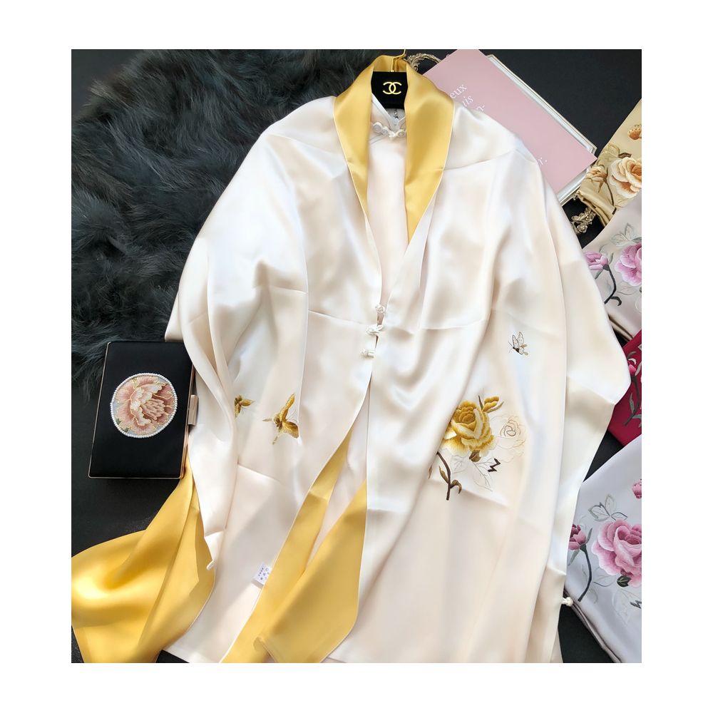Hangzhou silk high end silk embroidered scarf with buckle women s mulberry silk Su embroidery shawl external silk scarf mother s gift image 21