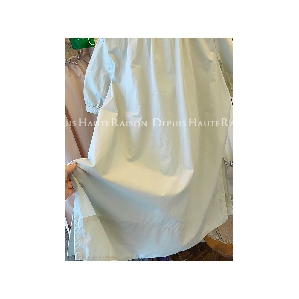 Size up 300 pounds bow tie tied short sleeved shirt top for men s summer new loose half sleeved doll shirt ins image 3