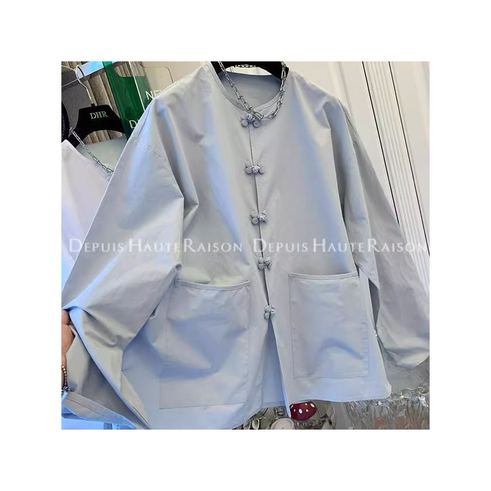 China Chic 300 kg large high class super good looking new Chinese button up shirt men s and women s summer fashion shirt image 3