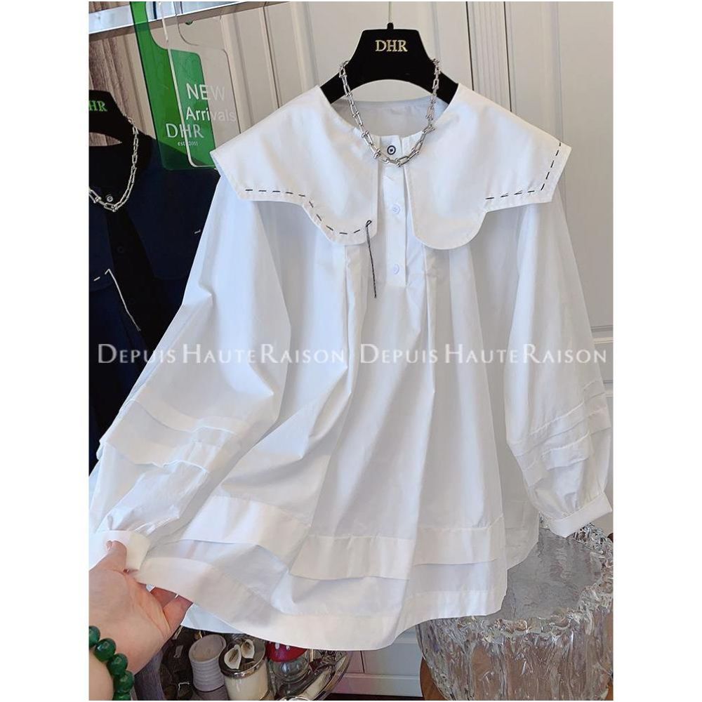 Extra Large 2 300 pounds French Petal Doll Collar Cotton Shirt Top for Men and Women Loose and Concealed Trendy Design image 31