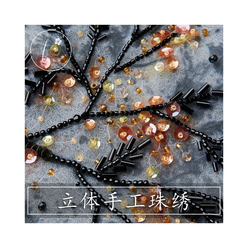 Shanghai Fashion Week Flower and Tree Deep Handmade Three Dimensional Pearl Embroidery Chinese Style Qipao Women s High Luxury Dress Star Same Style image 4