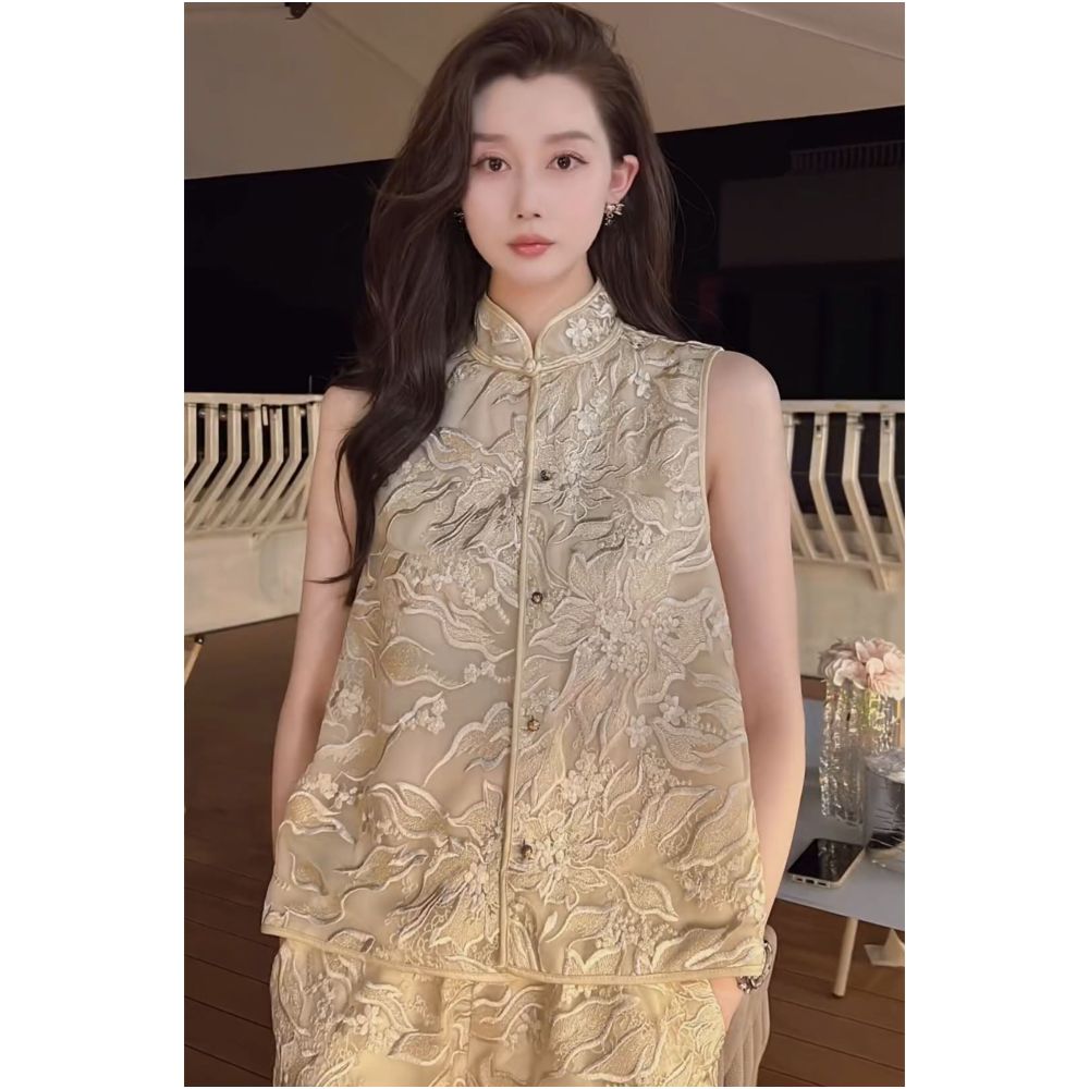 Chinese style summer clothing new Chinese style fashion Western style fashionable socialite high end temperament wealthy heiress shorts two piece set image 3
