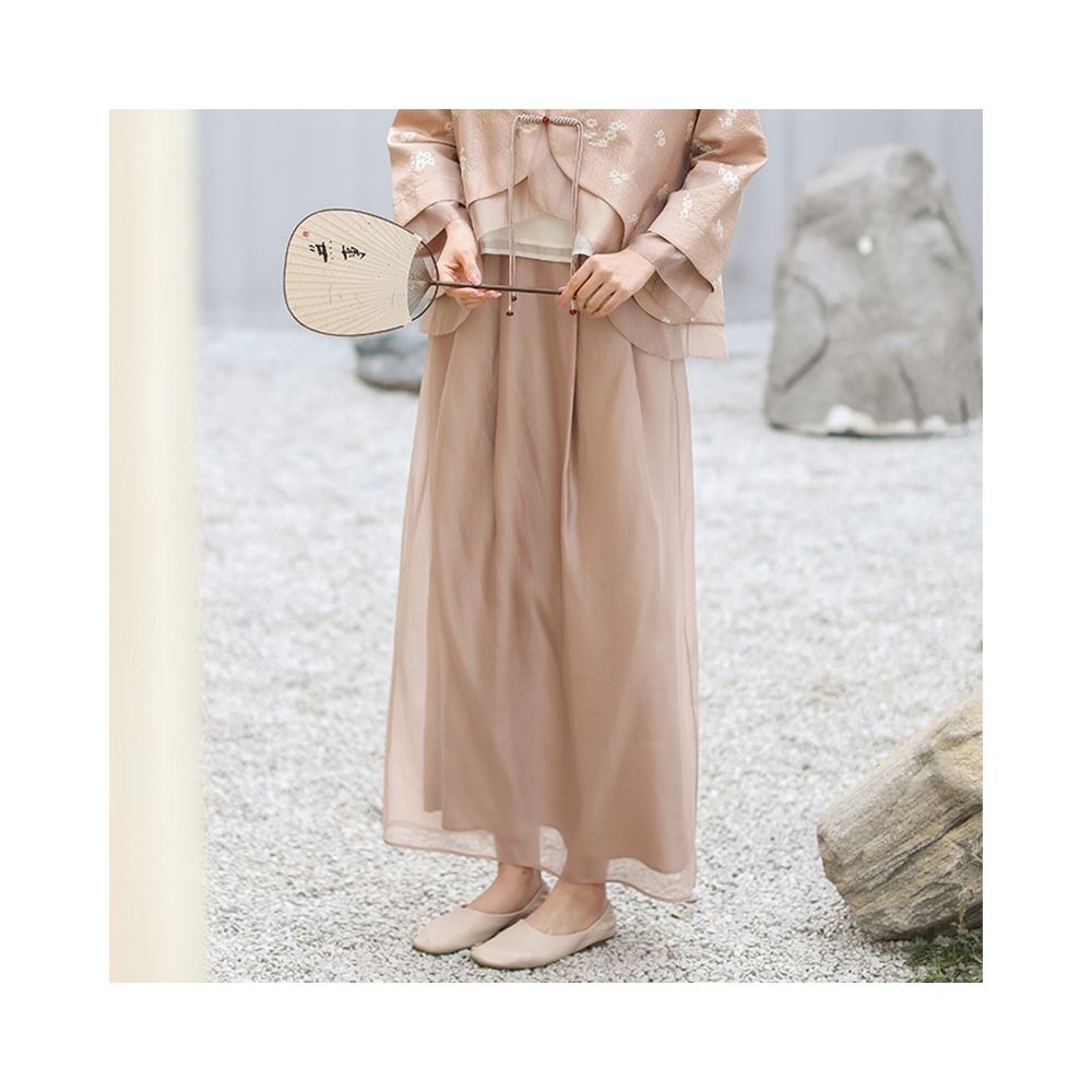 Mountain Colored Spring and Summer New Chinese Women s Clothing Improvement Hanfu Double breasted Jacquard National Style Coat Zen Tea Clothing Plate Button Top image 53