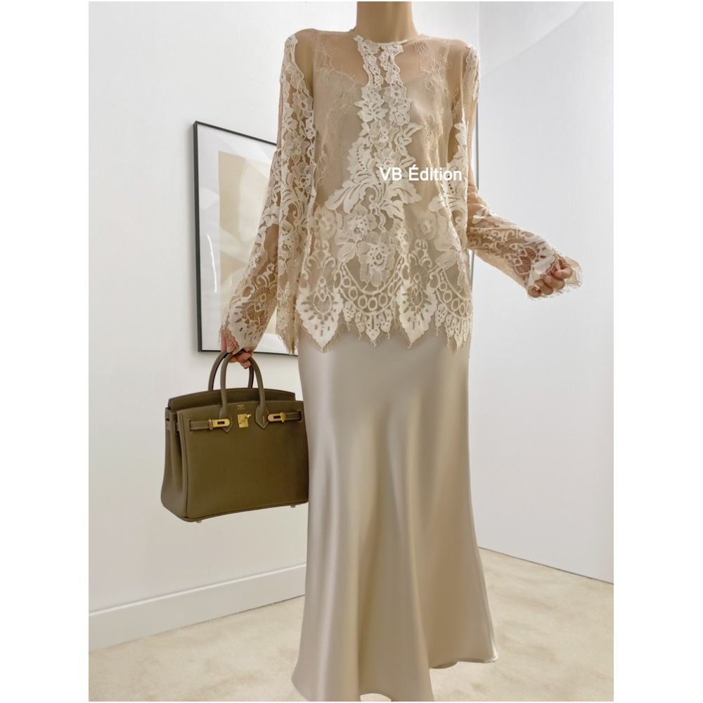 VB Homemade Authentic Lace Hoodie Bottom Shirt Sunscreen Lace Top Women s Long Sleeve Hollow T shirt Sexy Interior image 4