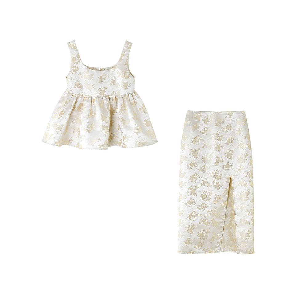 YUANYE Yuanye Rich and Noble Girl Original New Chinese Jacquard Champagne Tank Top Pong Top Half Skirt Set Summer image 5