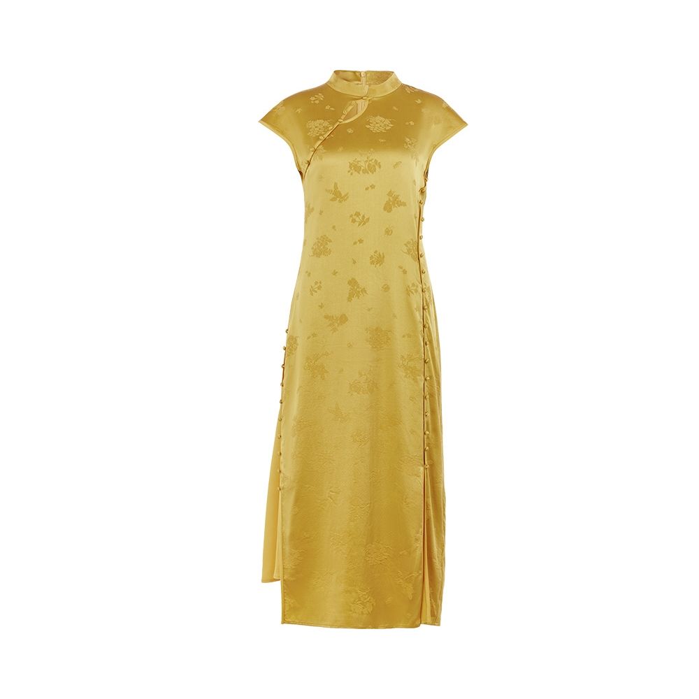 Spring Festival Gala Same Store Republic of China Style Reproduction Ancient Method Flat Cut Cheongsam Flower and Tree Deep Silk Chinese Dress image 14