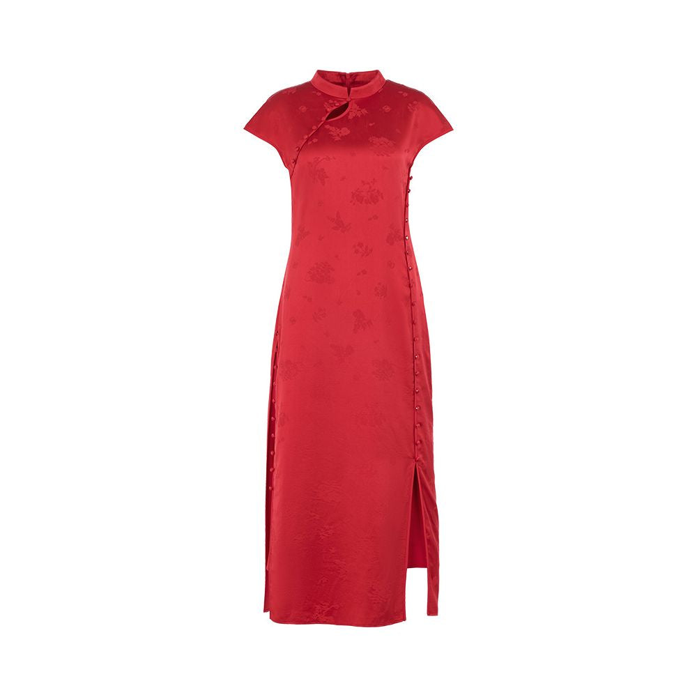 Spring Festival Gala Same Store Republic of China Style Reproduction Ancient Method Flat Cut Cheongsam Flower and Tree Deep Silk Chinese Dress image 27