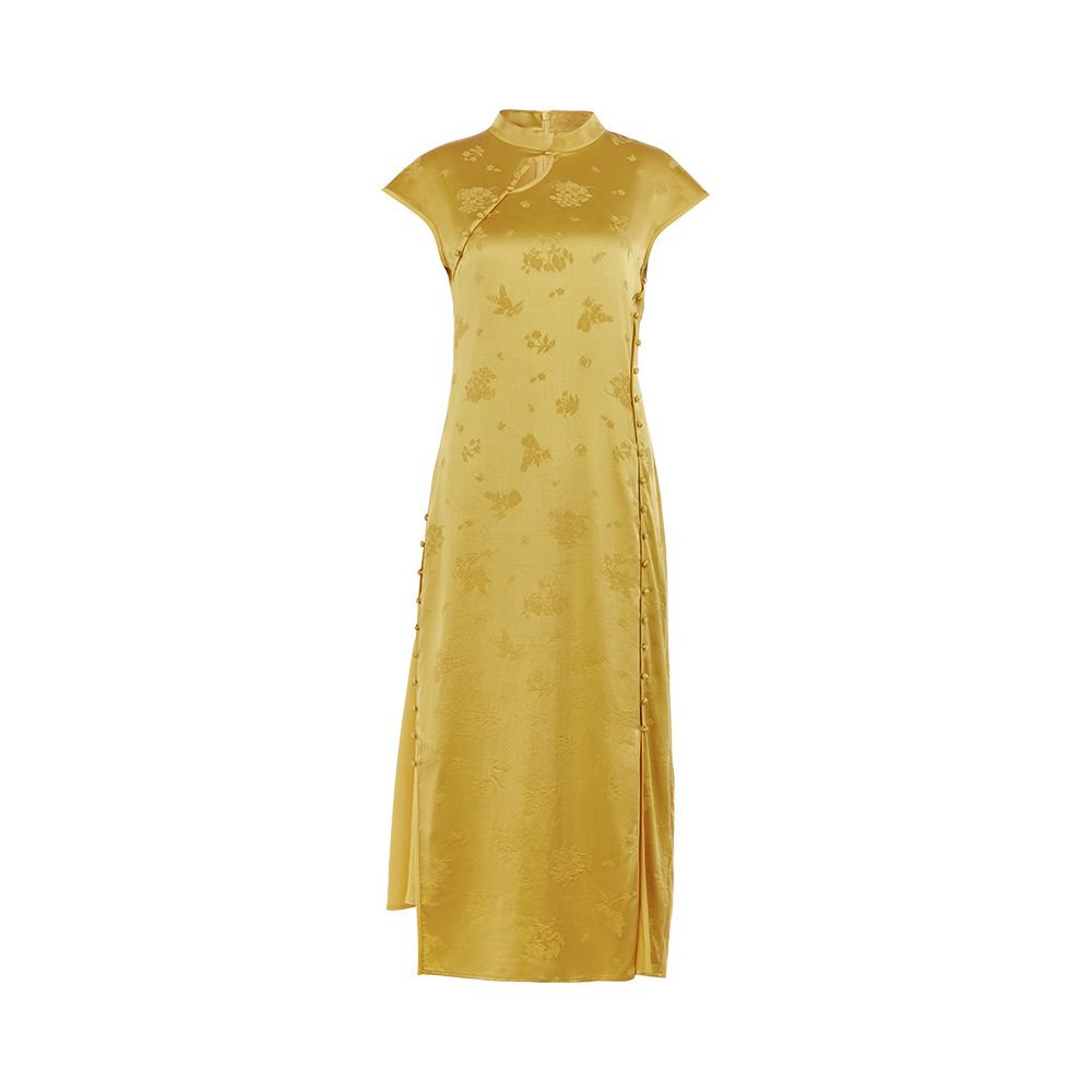 Spring Festival Gala Same Store Republic of China Style Reproduction Ancient Method Flat Cut Cheongsam Flower and Tree Deep Silk Chinese Dress image 40