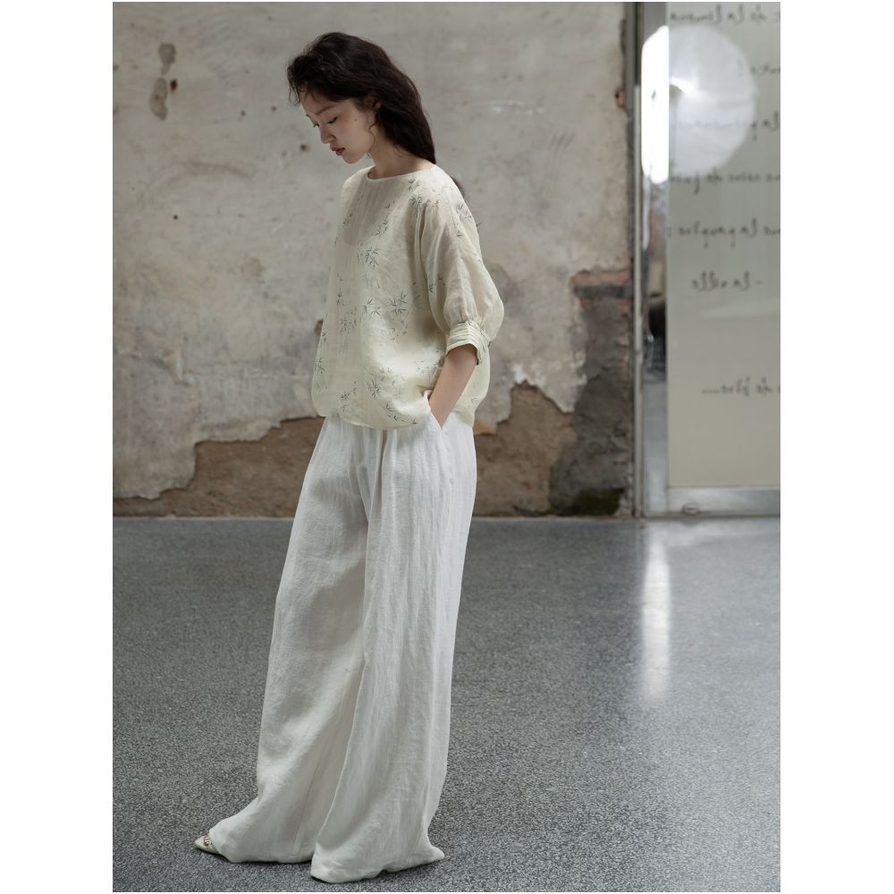 100 Thread Ramie Fried Dough Twists Pattern Slim Covering Meat Fashion Set Port Style Loose Top Women Skirt Summer image 5