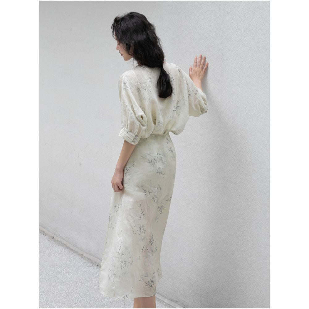 100 Thread Ramie Fried Dough Twists Pattern Slim Covering Meat Fashion Set Port Style Loose Top Women Skirt Summer image 25