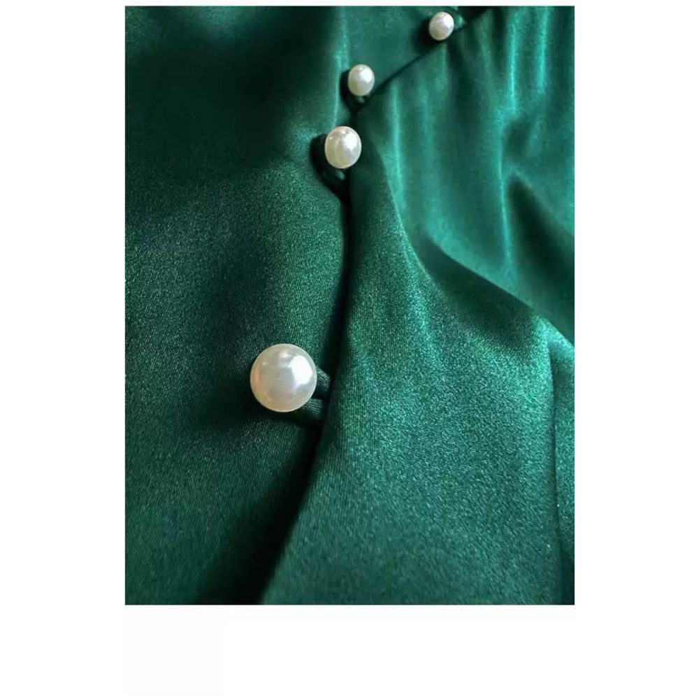 Monthly poster silk cheongsam top appears slim with exposed waist slightly wide short sleeved stand up collar slim fit silk side zipper image 64