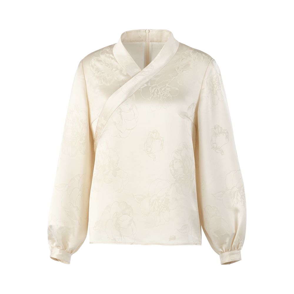 Celebrity Style Huamu Shen New Chinese Style Acetate Jacquard Top Improved Hanfu Tea Suit Cross Collar Slant Lapel Bottom image 13