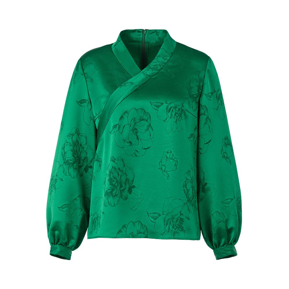 Celebrity Style Huamu Shen New Chinese Style Acetate Jacquard Top Improved Hanfu Tea Suit Cross Collar Slant Lapel Bottom image 15