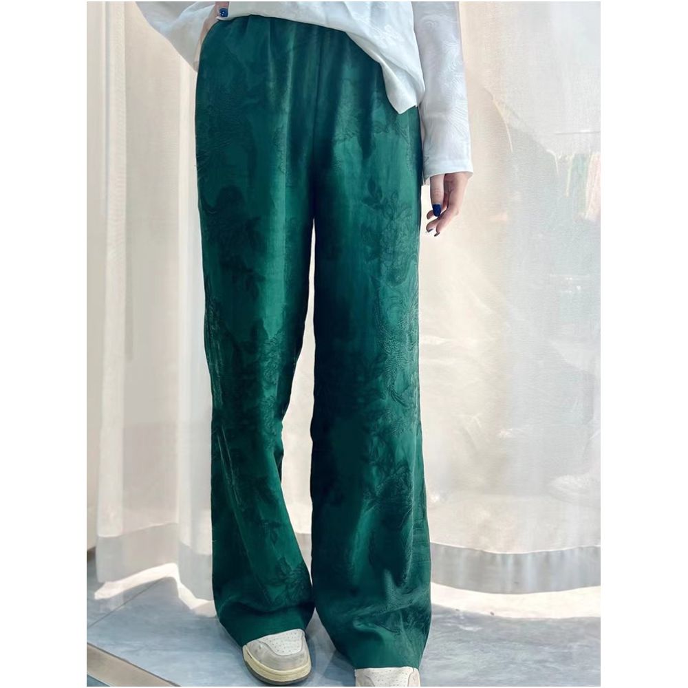 Town store treasure PYJ084 silk cotton old satin Western style Chinese style retro mopping trousers spring and autumn women image 35