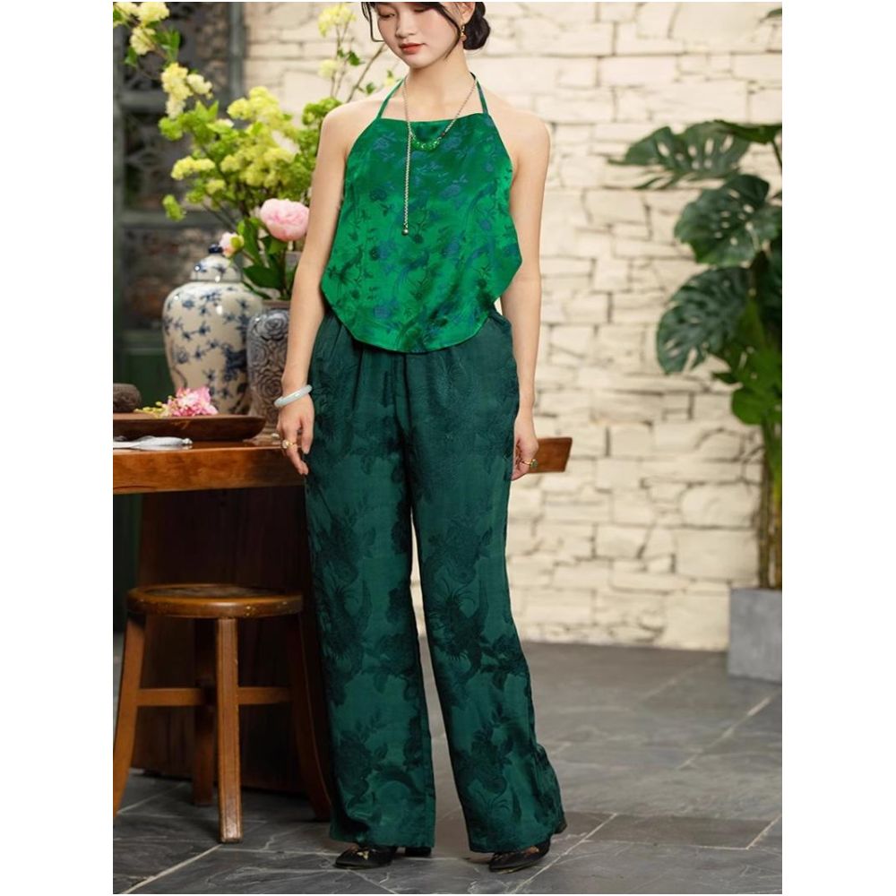 Town store treasure PYJ084 silk cotton old satin Western style Chinese style retro mopping trousers spring and autumn women image 37