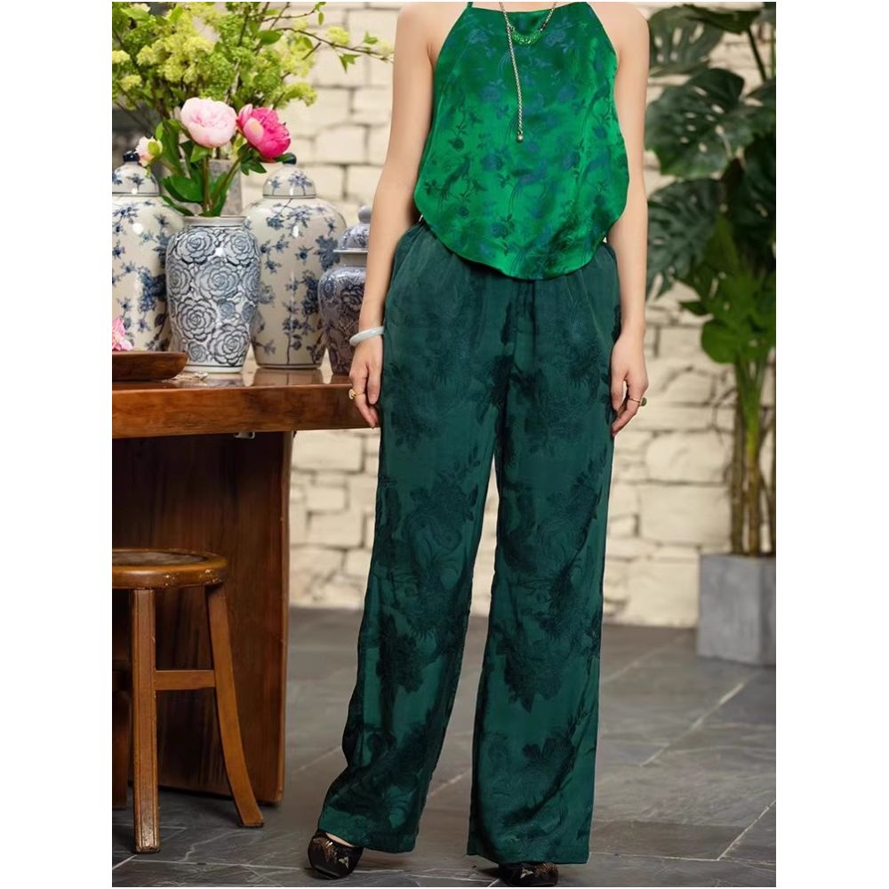 Town store treasure PYJ084 silk cotton old satin Western style Chinese style retro mopping trousers spring and autumn women image 39