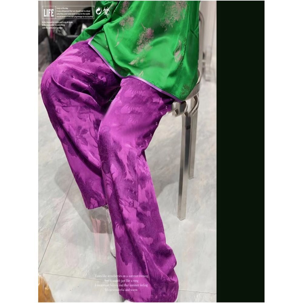 Town store treasure PYJ084 silk cotton old satin Western style Chinese style retro mopping trousers spring and autumn women image 0