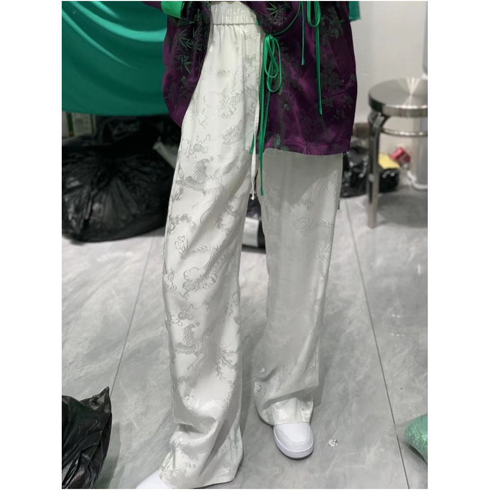 Town store treasure PYJ084 silk cotton old satin Western style Chinese style retro mopping trousers spring and autumn women image 201