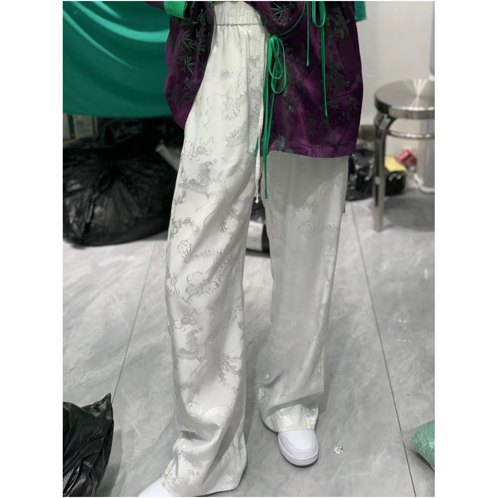 Town store treasure PYJ084 silk cotton old satin Western style Chinese style retro mopping trousers spring and autumn women image 206