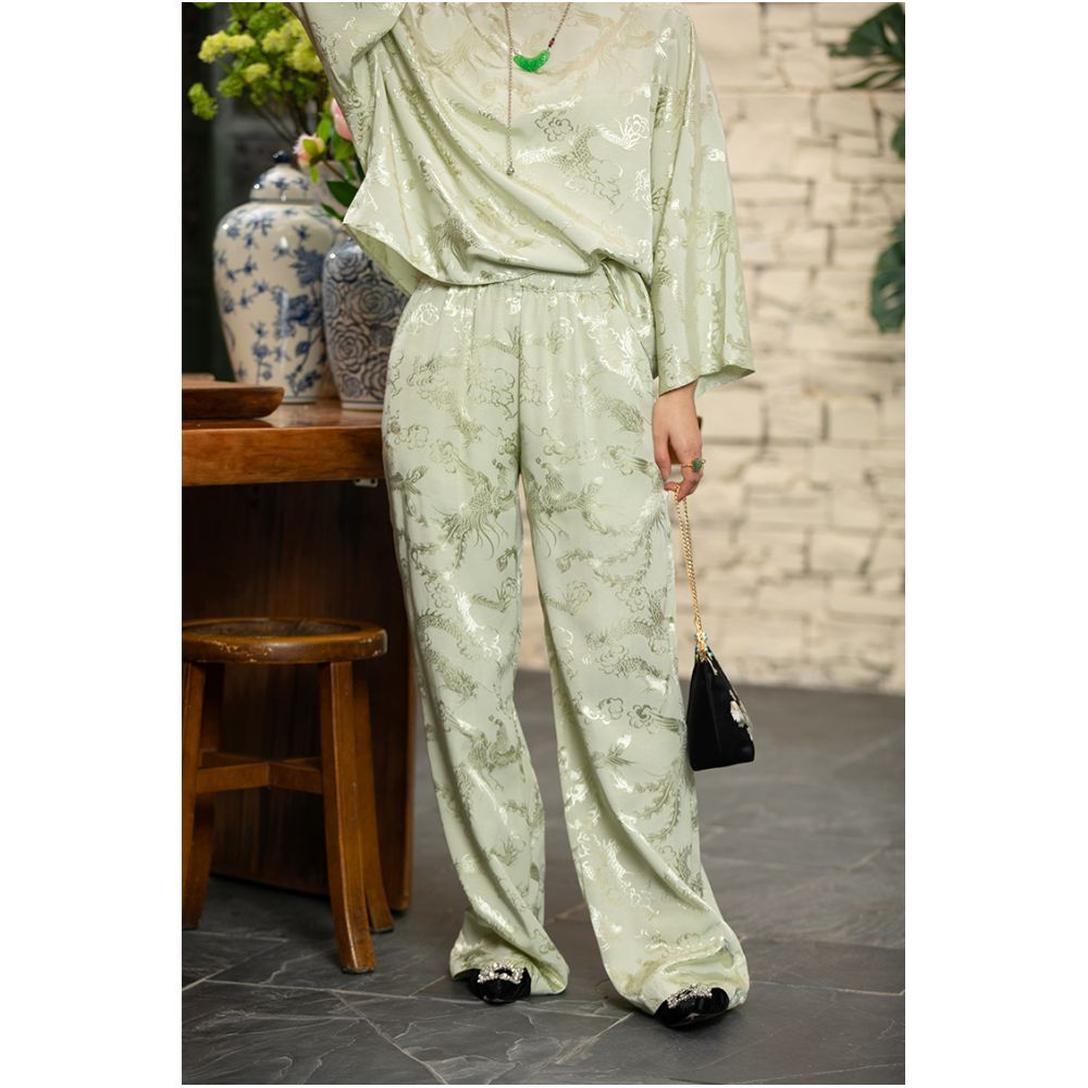 Town store treasure PYJ084 silk cotton old satin Western style Chinese style retro mopping trousers spring and autumn women image 65