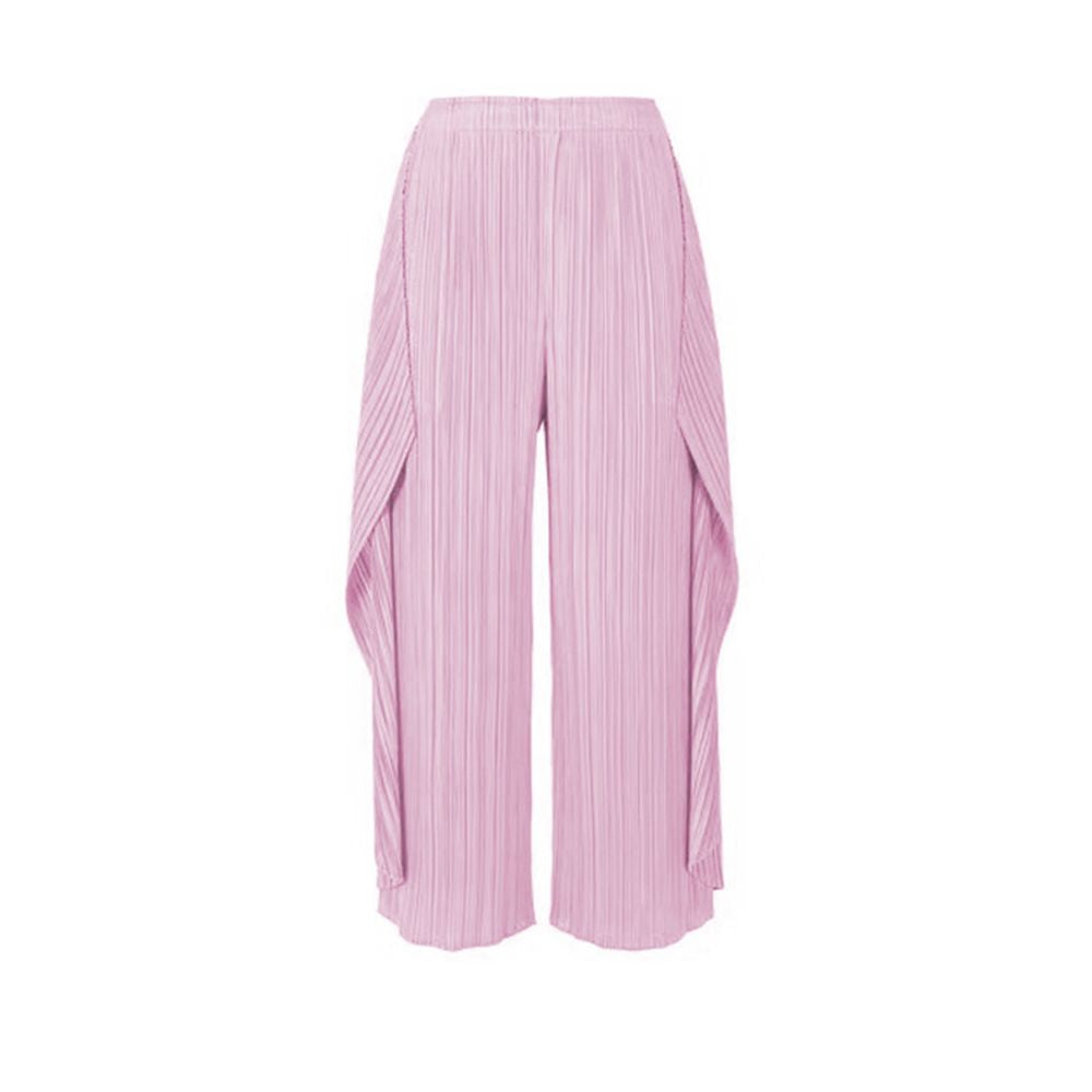 Whitecube Spring and Autumn Pleats Three House Style Folded Casual Wide Leg Pants for Women Pink Wave Seaweed Pants Fashionable image 5