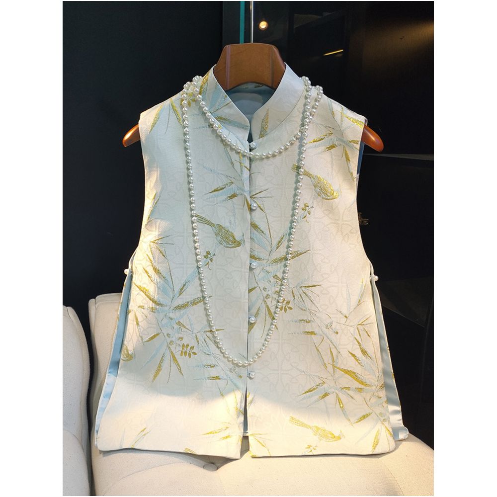 Retro Jacquard Brocade Chinese Style Vest Women s Design Fashionable New Chinese Style Young Style Reduced Age Cheongsam Sleeveless Tang Costume image 0