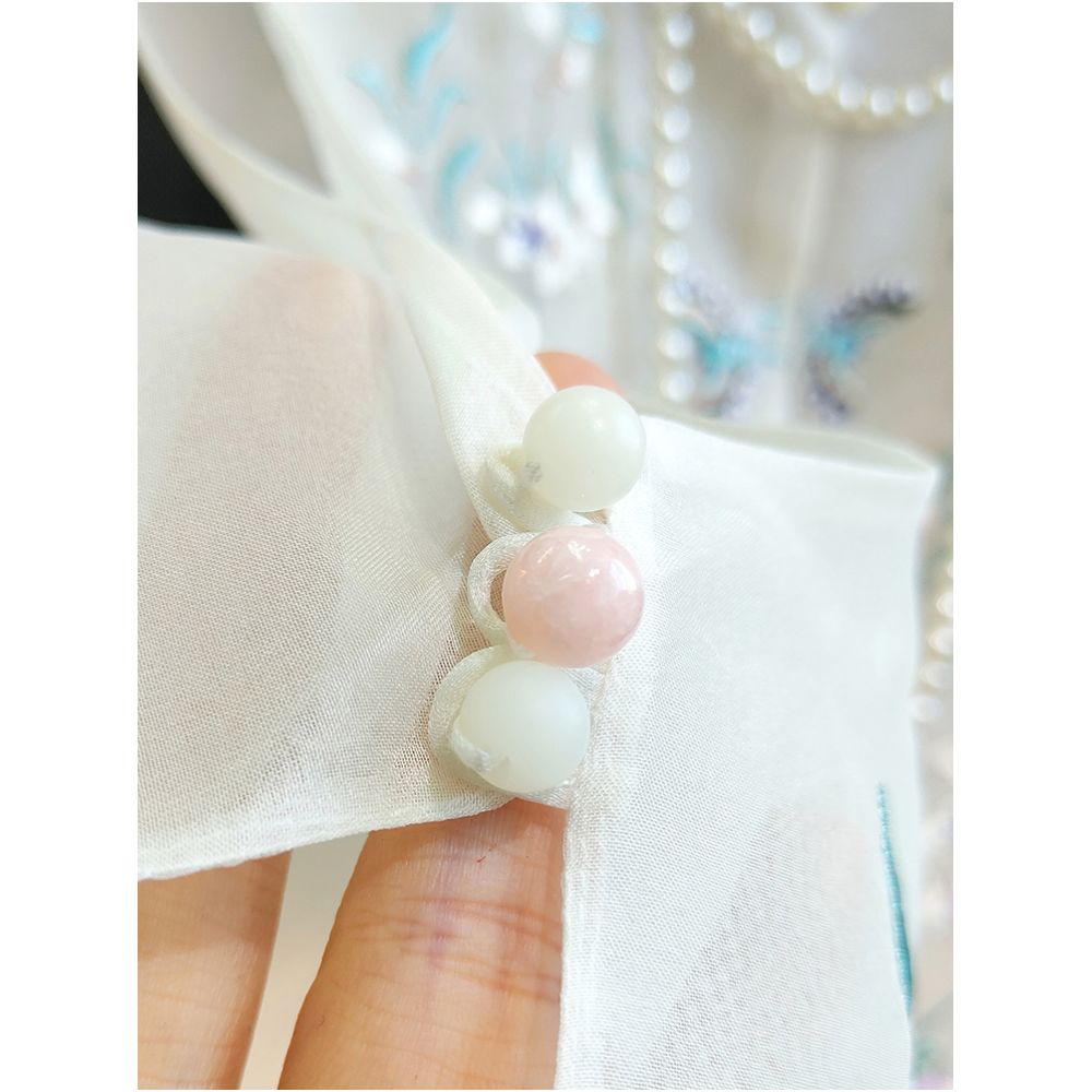 White real silk organza national style vest women s summer new retro button embroidered mulberry silk thin cardigan jacket image 4