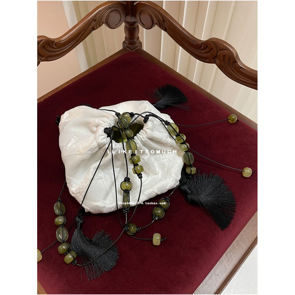 Ilikeitsomuch original design new Chinese style handmade woven jacquard tortoiseshell bead bag image 2