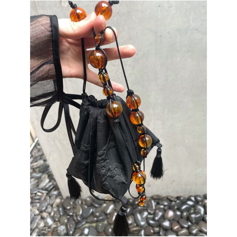 Ilikeitsomuch original design new Chinese style handmade woven jacquard tortoiseshell bead bag image 7