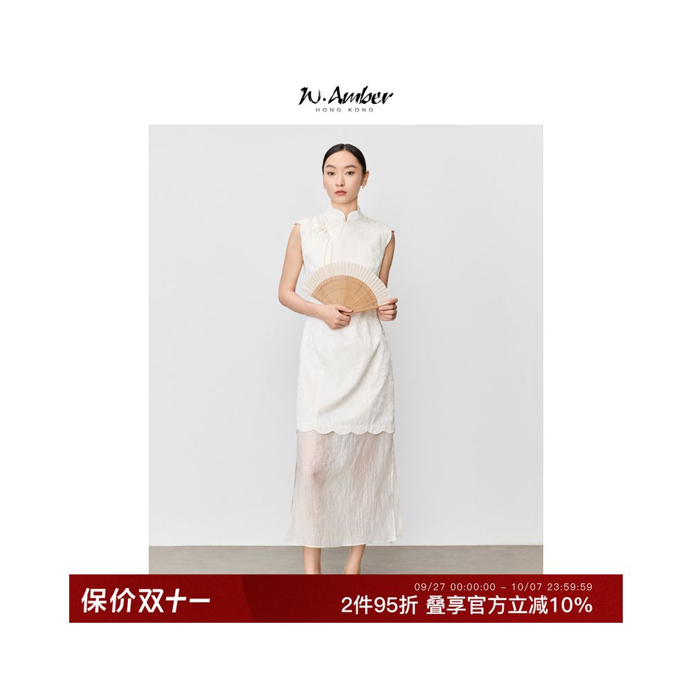 W Amber s new Chinese style improved cheongsam for women slim and youthful high end Chinese style dress with a girlish temperament image 0