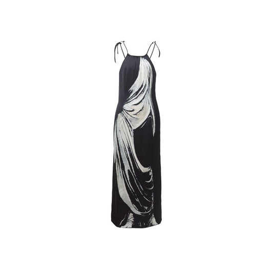 Asaya825  - RIMLESS borderless original design sculpture print satin drape dress backless slit suspender skirt