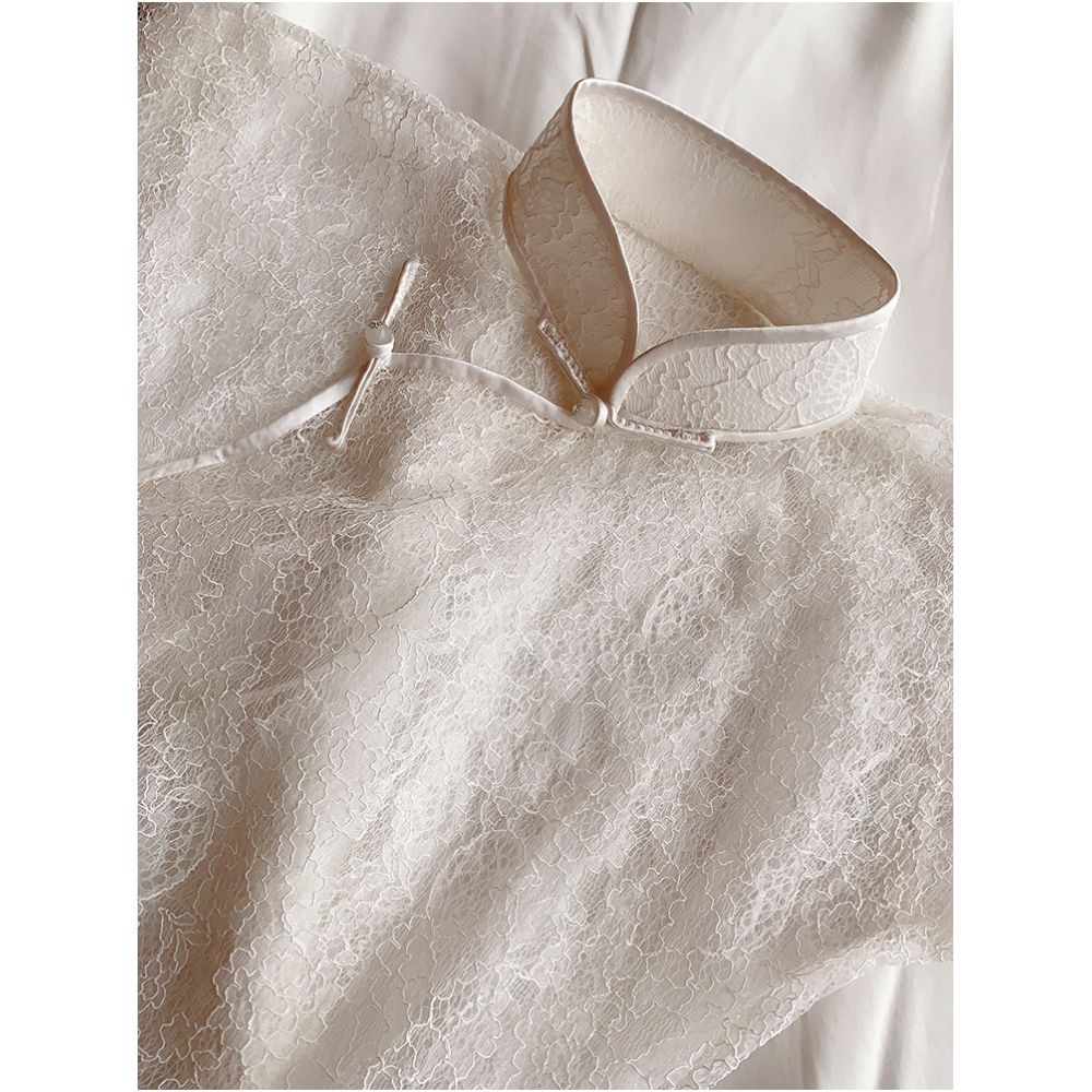 Cicidream Traditional workshop lace meets hand sewn cheongsam white dress image 12