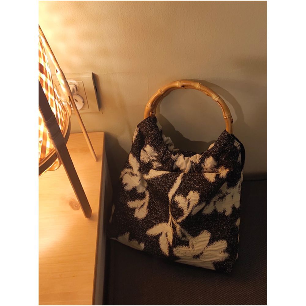 Solitary items are not replenished Retro Art Ink Painting New Chinese Style Texture Contrast Jacquard Handheld Bamboo Bag image 2