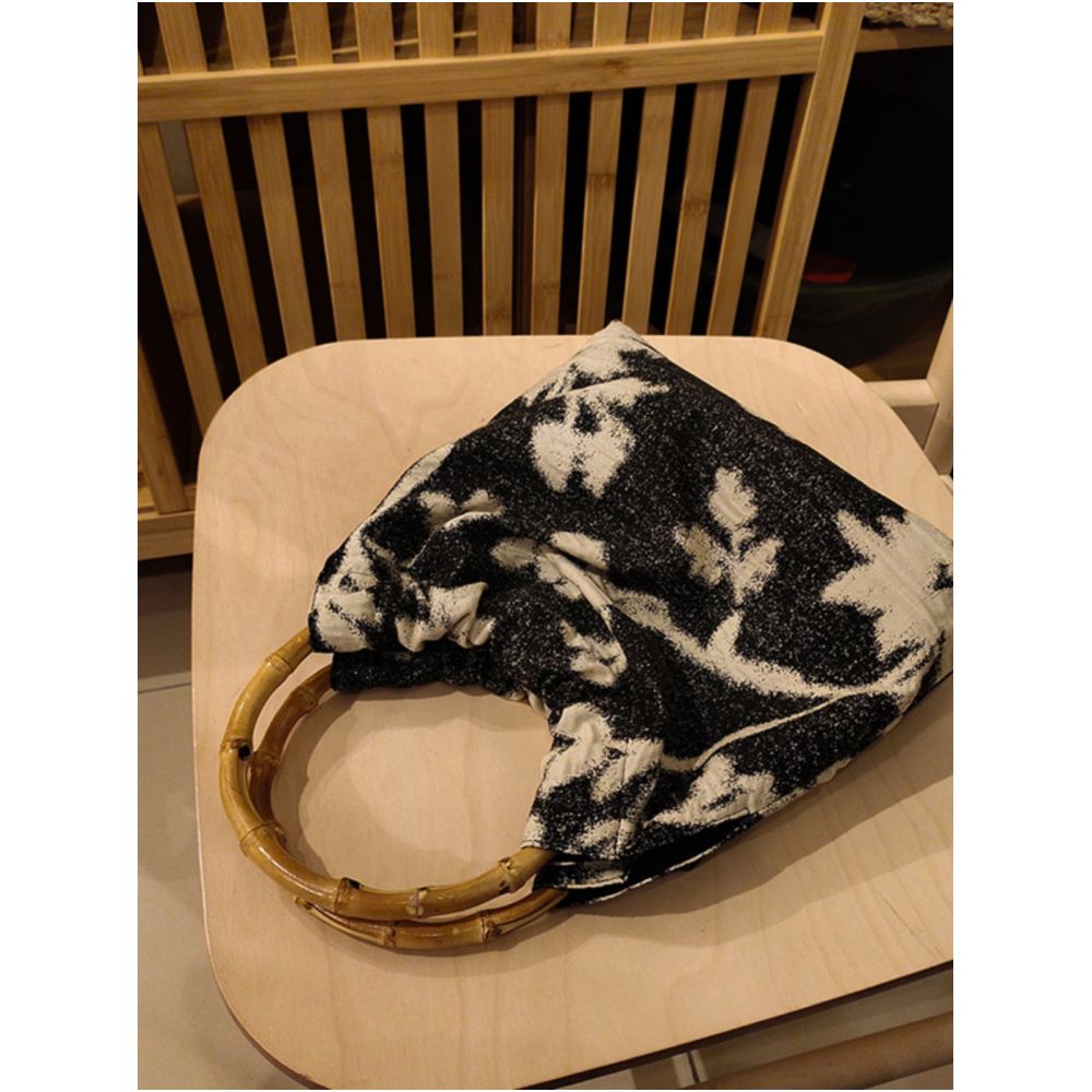 Solitary items are not replenished Retro Art Ink Painting New Chinese Style Texture Contrast Jacquard Handheld Bamboo Bag image 3
