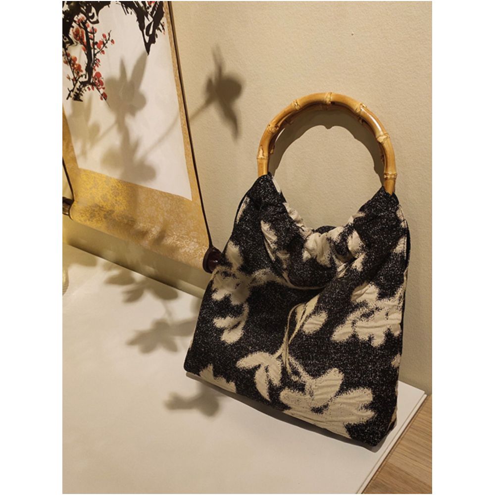 Solitary items are not replenished Retro Art Ink Painting New Chinese Style Texture Contrast Jacquard Handheld Bamboo Bag image 0