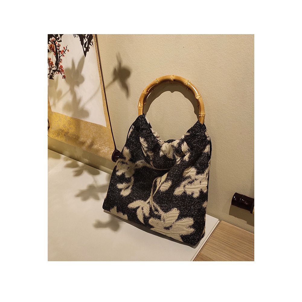 Solitary items are not replenished Retro Art Ink Painting New Chinese Style Texture Contrast Jacquard Handheld Bamboo Bag image 8