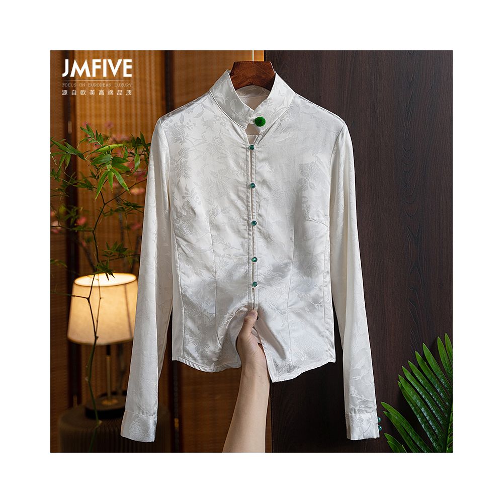 Chinese style retro jacquard long sleeved shirt for women 2025 spring and autumn national trend new Chinese style jacquard slim fit top for women image 25