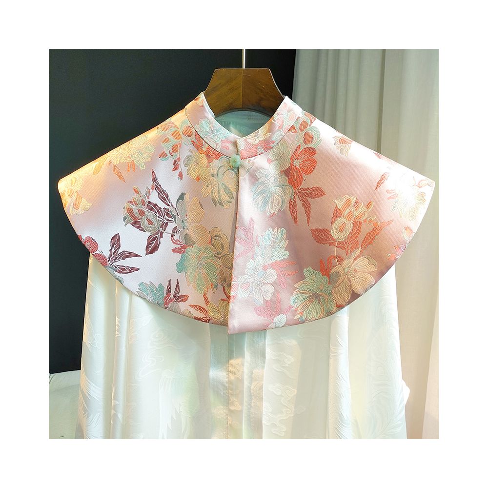 Retro jade buckle Chinese style shawl cloud shoulder design niche double sided wearing heavyweight silk jacquard Chinese style jacket image 6