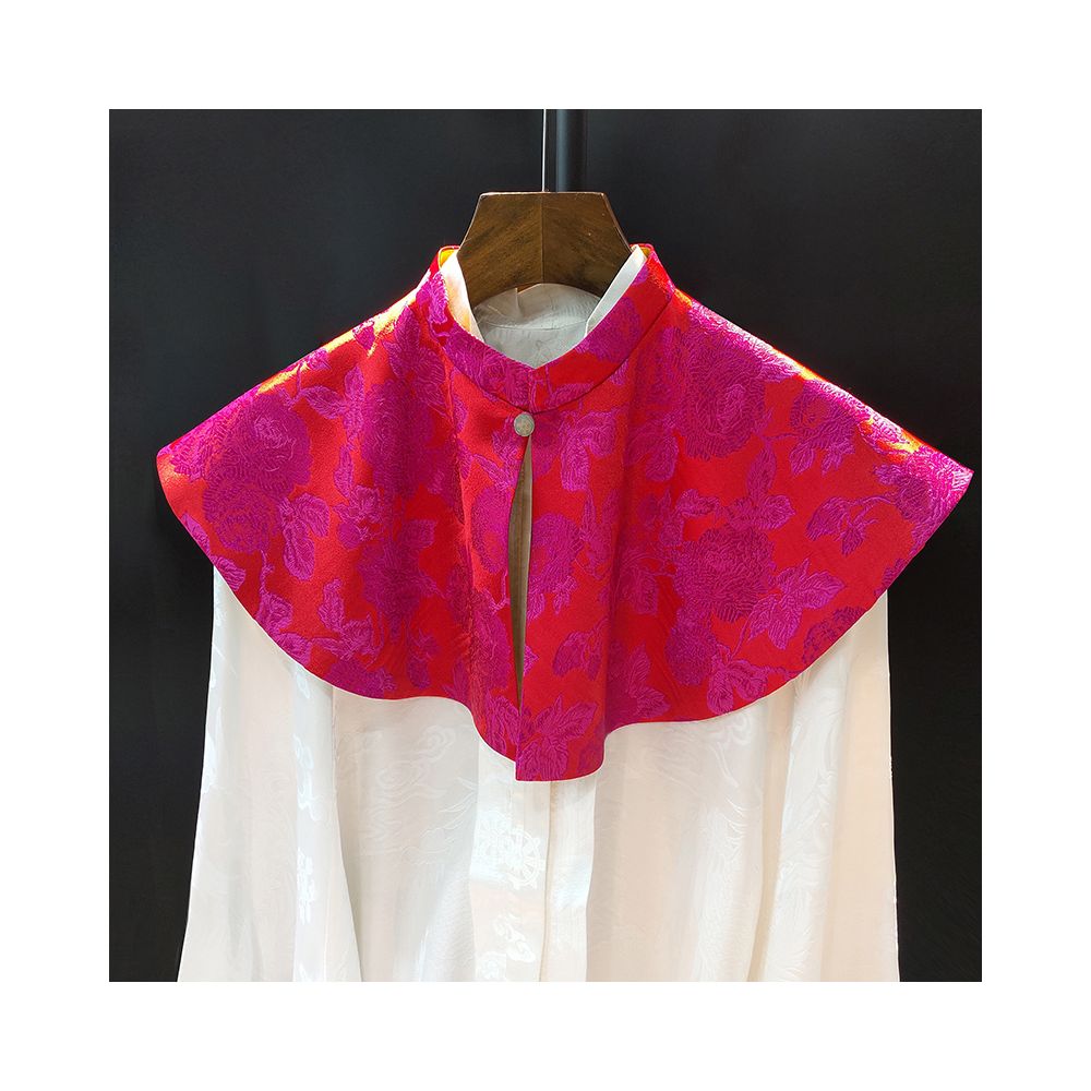 Retro jade buckle Chinese style shawl cloud shoulder design niche double sided wearing heavyweight silk jacquard Chinese style jacket image 9
